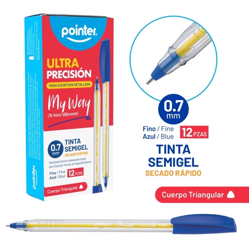 [BP-6007-A] BOLIGRAFO AZUL SEMI GEL ULTRA PRECISION 0.7MM