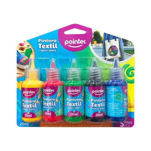 [FAB-23227] PINTURA TEXTIL - 20ML x5 COLORES