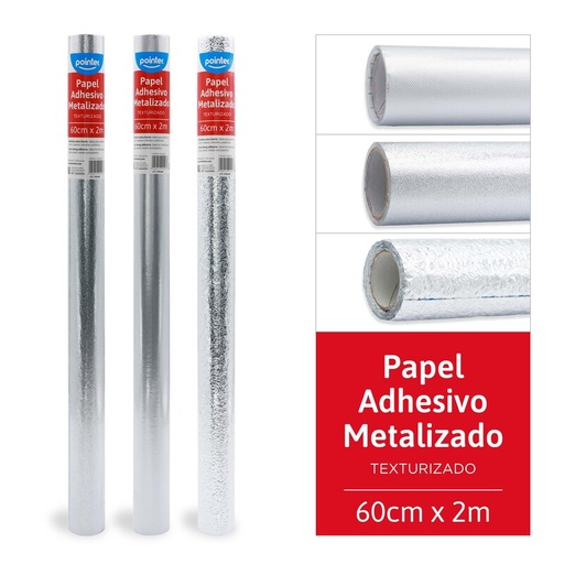 [PA-60200-S] PAPEL ADHESIVO TEXTURIZADO PLATEADO 60 cm x 2m