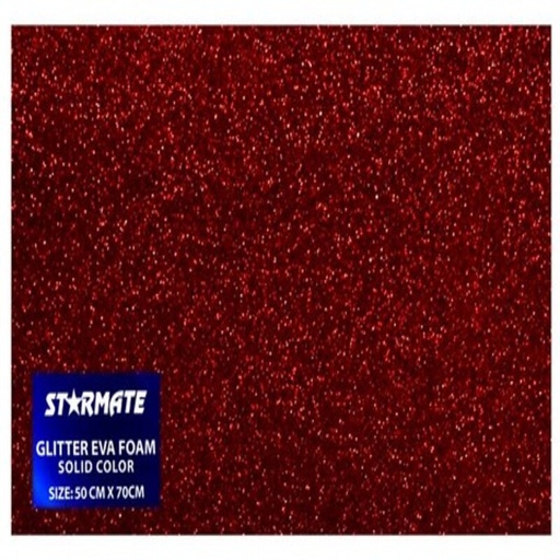 [STR-GL-CART002] FOAMY C/ESCARCHA 50X70CM ROJO