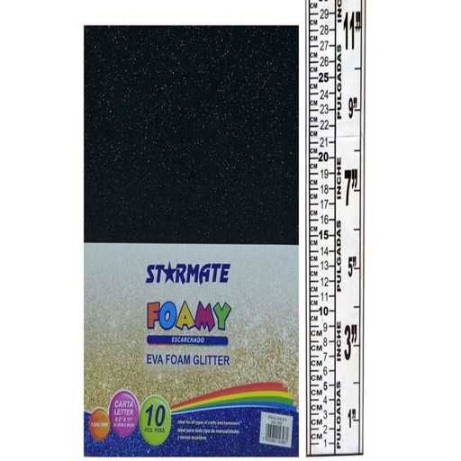 [STR-GL-EVA-015] FOAMI CON ESCARCHA 21.5X 28CM NEGRO