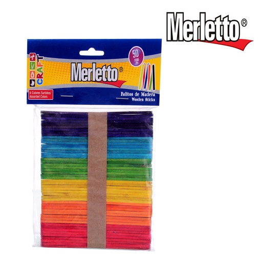 [785-7522758] PALITOS DE COLORES PARA MANUALIDADES x50PZAS