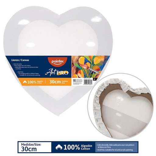 [CA-30H] LIENZO BLANCO - 30CM (CORAZON) 