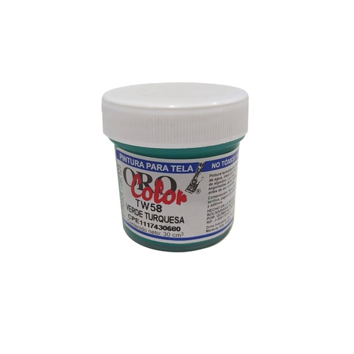 [TW58] PINTURA PARA TELA VERDE TURQUESA 30CM