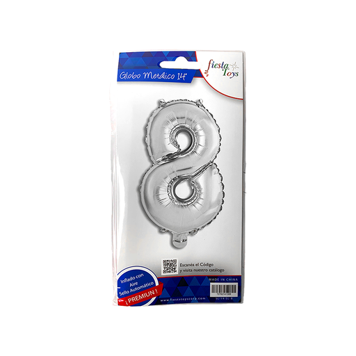 [SL/14-SL-8] GLOBO METALICO 14" PLATA N 8