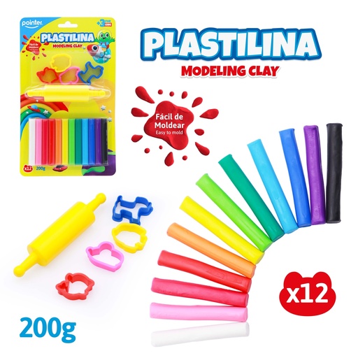 [PST-12200-MR] PLASTILINA x 12 COLORES
