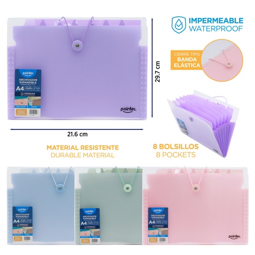 [FL2-2436] ARCHIVADOR 8 BOLSILLOS CARTA/A4 21,6x29,7CM