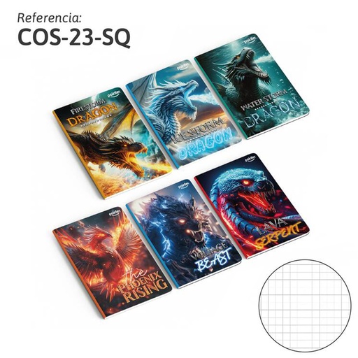 [COS-23-SQ] CUADERNO COSIDO A4 CUADRICULADO x100 HOJAS (DRAGON)