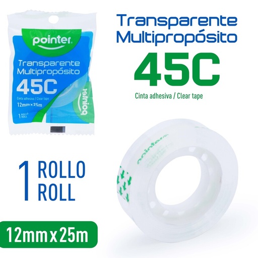 [TP-1225-45CL] CINTA ADHESIVA TRANSPARENTE