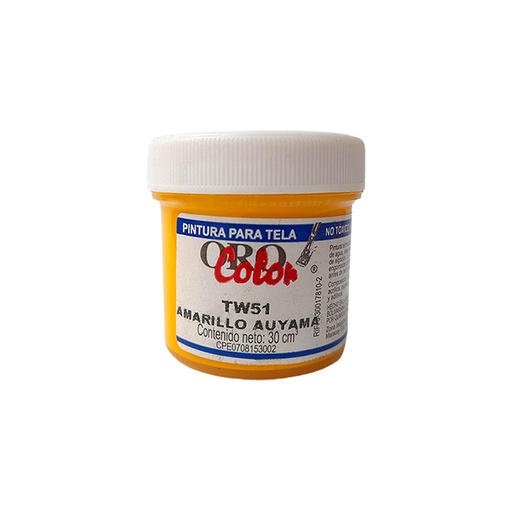 [TW51] PINTURA TEXTIL AMARILLO AUYAMA 30ML