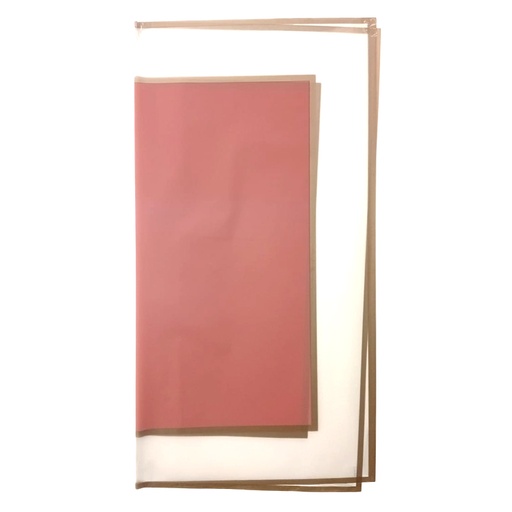 [HQ-WR-8406] PAPEL KOREANO BITONO TRANSLUCIDO BORDEADO ROSA COLONIAL 57X57CM
