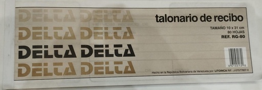 [10212] TALONARIO DE RECIBO DELTA GRANDE - 80HJ 31x10CM