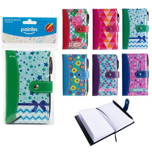 [BGR1217-N] LIBRETA DE APUNTES CON BROCHE Y BOLIGRAFO - A6 80 HOJAS BLANCAS