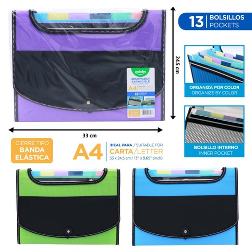 [FL1-51] ARCHIVADOR PLASTICO EXPANDIBLE PORTADOCUMENTOS A4