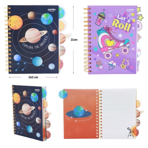[NB-2489] LIBRETA ESPIRAL DE APUNTES A5 CON SEPARADORES - 100 HOJAS AMARILLAS