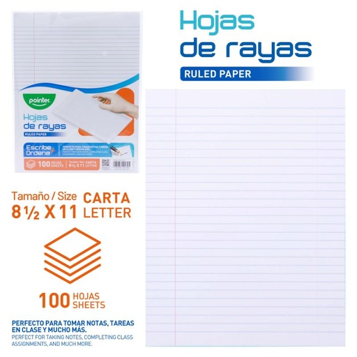 [RP-24132-R] HOJAS DE RAYAS (100 HOJAS)