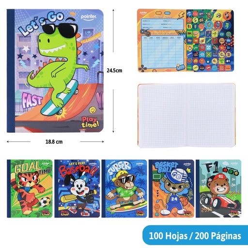 [COS-09S-SQ] CUADERNO COSIDO CUADRITO (STICKERS)
