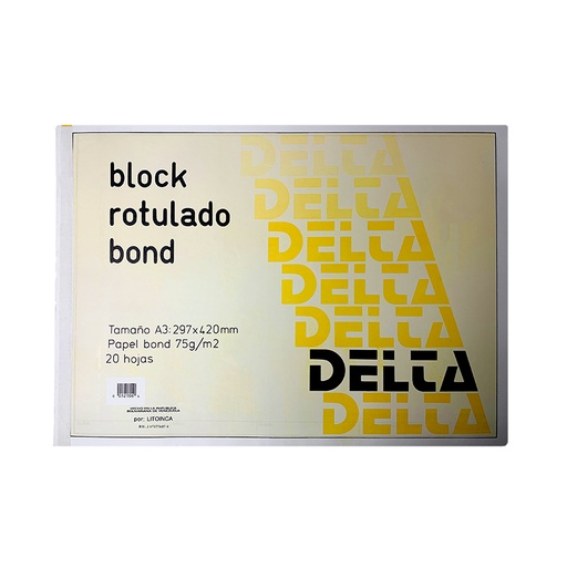 [12107] BLOCK ROTULADO BOND DELTA AMARILLO DIN/A3 - 20HJ 29,7x42CM