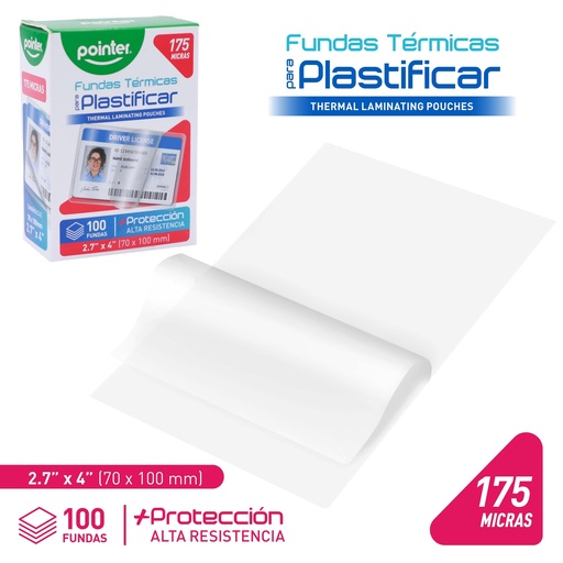 [YL-70100] LAMINAS PARA PLASTIFICAR TAMAÑO CARNET 70X100MM 175 MICRAS