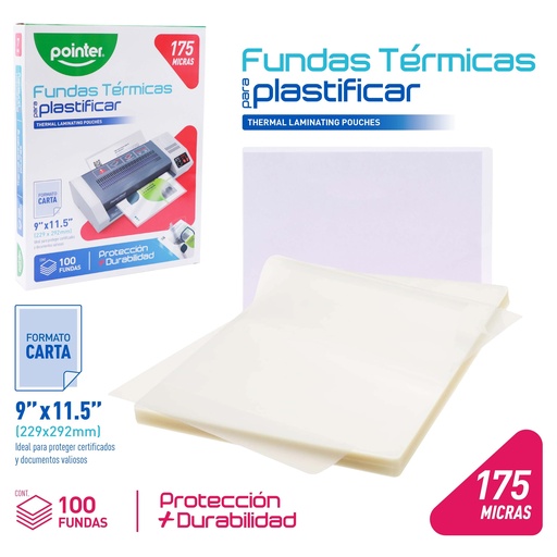 [YL-229292-3] LAMINAS PARA PLASTIFICAR CARTA 175 MICRAS UNIDAD