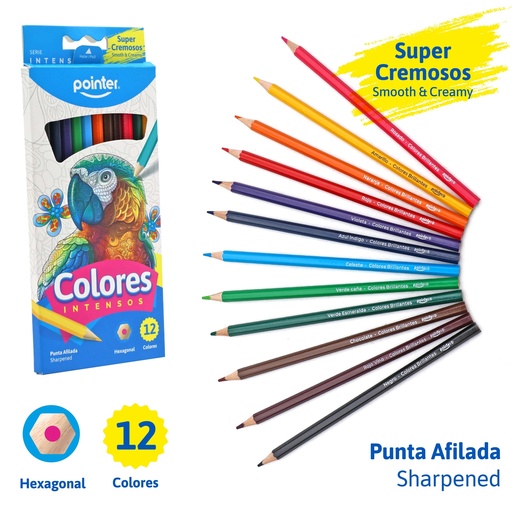 [BT-HCP-12] LAPICES DE COLORES x12PZS -  INTENSOS CUERPO HEXAGONAL