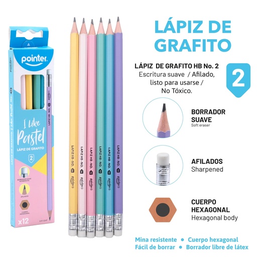 [SYP-12HP] LAPIZ DE GRAFITO HB No.2 PASTEL - CUERPO HEXAGONAL UNIDAD