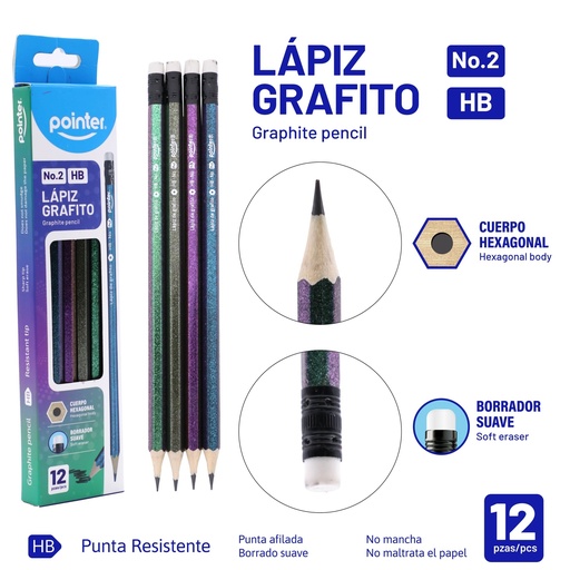 [YP-12HG] LAPIZ HB HEXAGONAL 12 PIEZAS