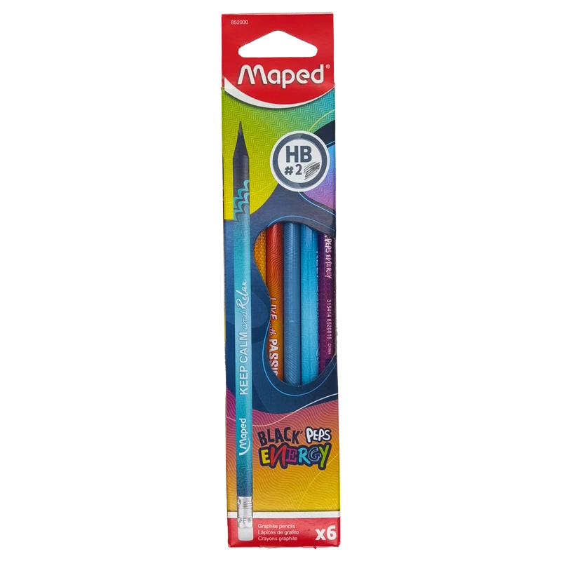 [852000] LAPIZ DE RESINA Y GRAFITO HB BLACK PEPS ENERGY x6PZS