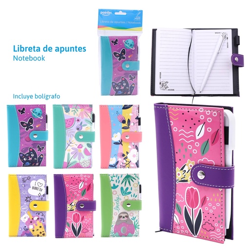 [BGR1217-N] LIBRETA DE APUNTES CON BROCHE Y BOLIGRAFO - A6 80 HOJAS BLANCAS