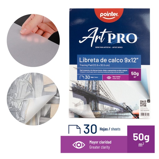 [TP-912] LIBRETA DE CALCO ART PRO 9x12" - 50G x30 HOJAS