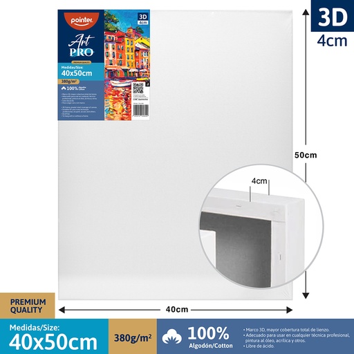 [TCA-4050] LIENZO BLANCO PREMIUM 3D - 40x50CM