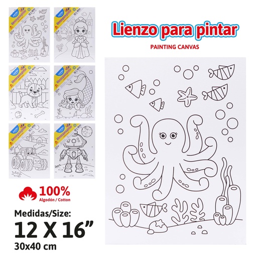 [CA-3040-B] LIENZO BLANCO CON DISEÑO - 40x30CM