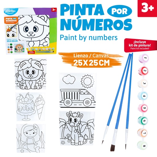[CA-23134] LIENZO DE ARTE PARA NIÑOS (PINTAR POR NUMEROS) - 25x25CM