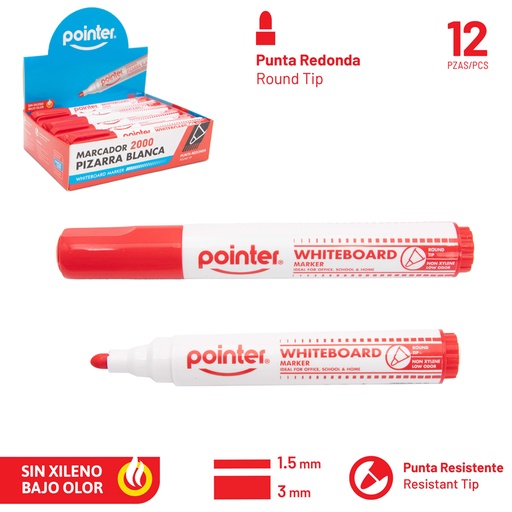 [BK-105-RD] MARCADOR ROJO PARA TABLERO ACRILICO