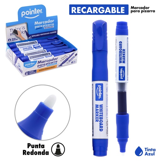 [WM-400-BU] MARCADOR RECARGABLE PARA TABLERO TABLERO TINTA AZUL