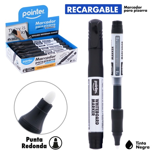 [WM-400-BK] MARCADOR RECARGABLE PARA TABLERO TINTA NEGRA