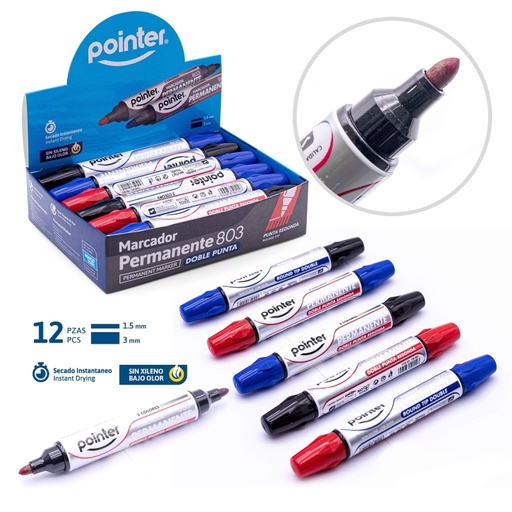 [PM-803] MARCADOR PERMANENTE DOBLE PUNTA DUO COLOR