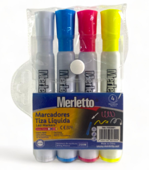 [780-7553881] MARCADORES DE TIZA LIQUIDA x4 COLORES 2.5g
