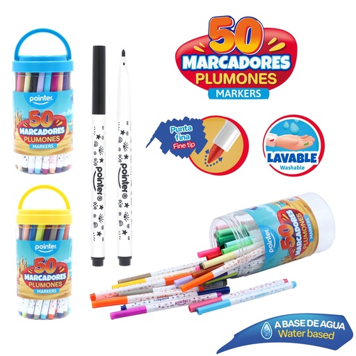 [WC-25171] MARCADORES DE COLORES A BASE DE AGUA 50 PIEZAS