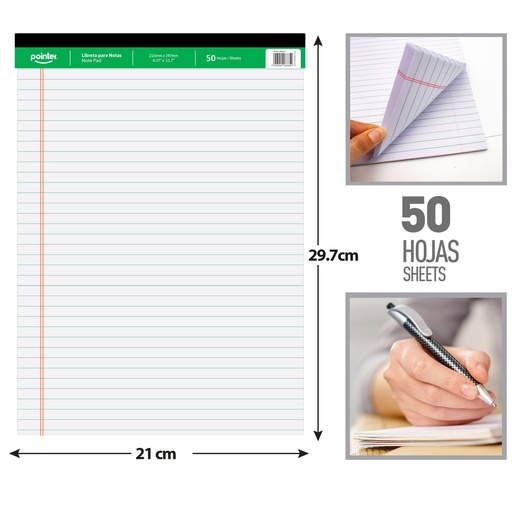 [PAD-W-B] LIBRETA PARA NOTAS EMPASTADA x50 HOJAS - 21 x 29.7CM