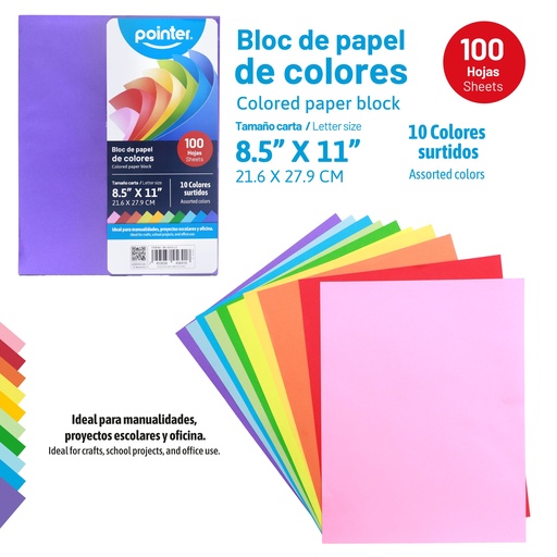 [BN-10010-LS] PAGINAS DE COLORES SURTIDOS - CARTA (21.6 x 27.9CM) UNIDAD