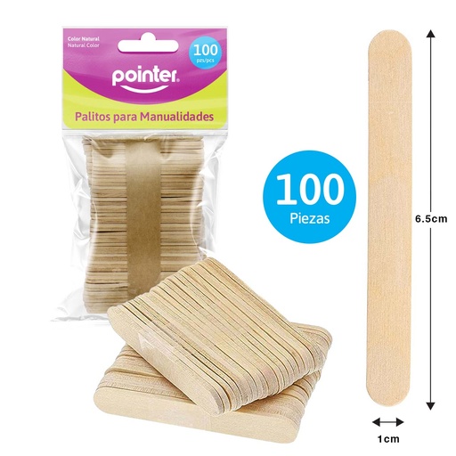 [65-CW-100NO] PALETAS PARA MANUALIDADES x100PZAS (COLOR NATURAL)