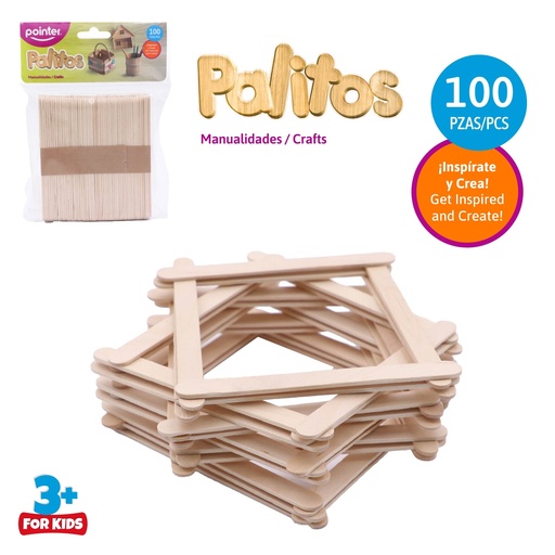 [30-CW-100] PALETAS PARA MANUALIDADES x100PZAS (COLOR NATURAL)