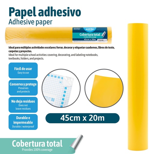 [PAC-20M-YW] PAPEL ADHESIVO 20M AMARILLO