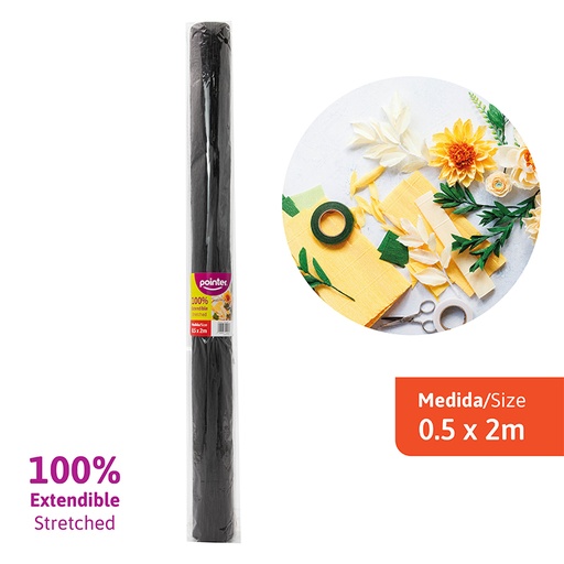 [CP-052-BK] PAPEL CREPE EXTENDIBLE - NEGRO (0.5x2M)