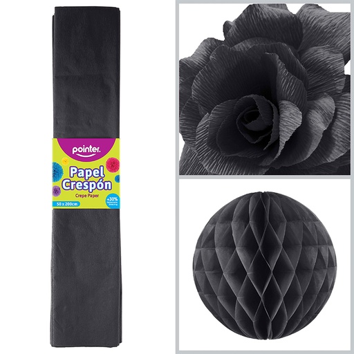 [CP-719] PAPEL CREPE - NEGRO (50x200CM)