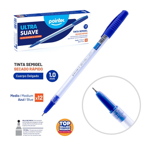 [BP-5010-A] BOLIGRAFO AZUL SEMIGEL 1.0 MM UNIDAD