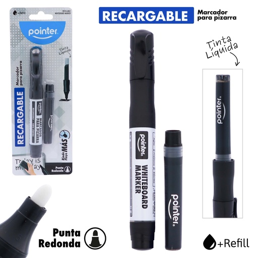 [WM-400-BK-1B] MARCADOR PARA TABLERO TINTA LIQUIDA CON REPUESTO (NEGRO)