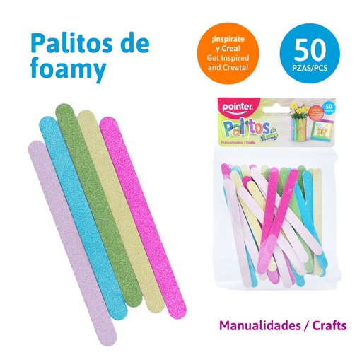 [ANC-2559] PALITOS DE FOAMY ESCARCHADOS PARA MANUALIDADES