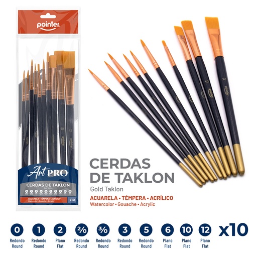 [AB-1104] SET DE PINCELES ART PRO x10PZAS